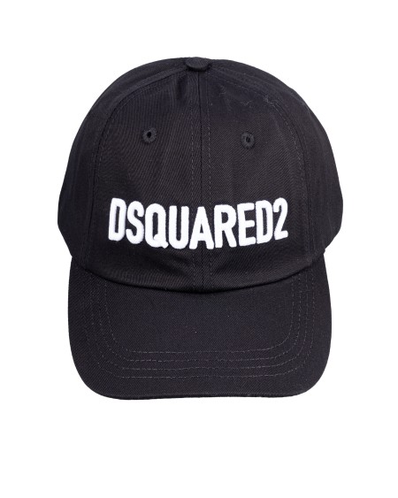 Shop DSQUARED2  Hat: DSQUARED2 Logo baseball cap.
Cotton gabardine baseball cap.
Lettering "DEAN & DAN CATEN" embroidered on the back.
"DSQUARED2" lettering embroidered on the front.
Adjustable strap on the back.
Composition: 100% Cotton.
Made in China.. BCM0714 05C00002-M063